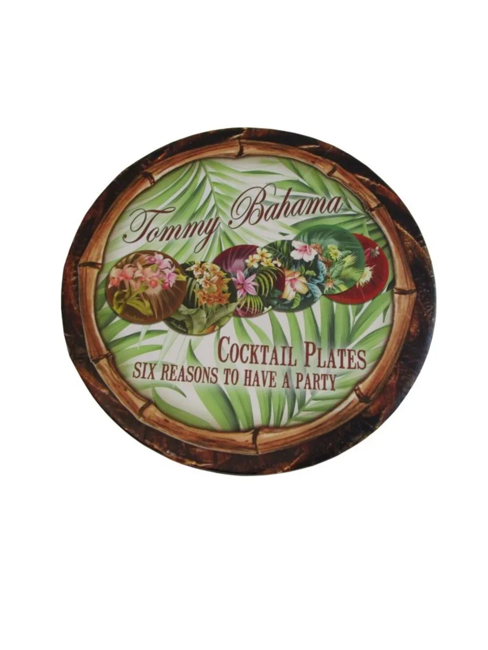 Tommy Bahama Tropical Floral Cocktail Plates Set Of 6 In Gift Box Hawaiian Print